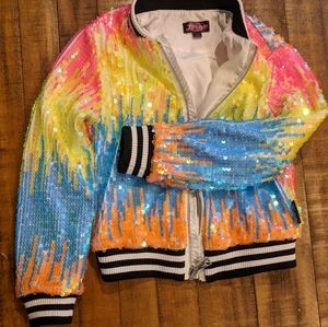 Jojo Siwa rainbow sequin jacket size 6/6X- great condition
